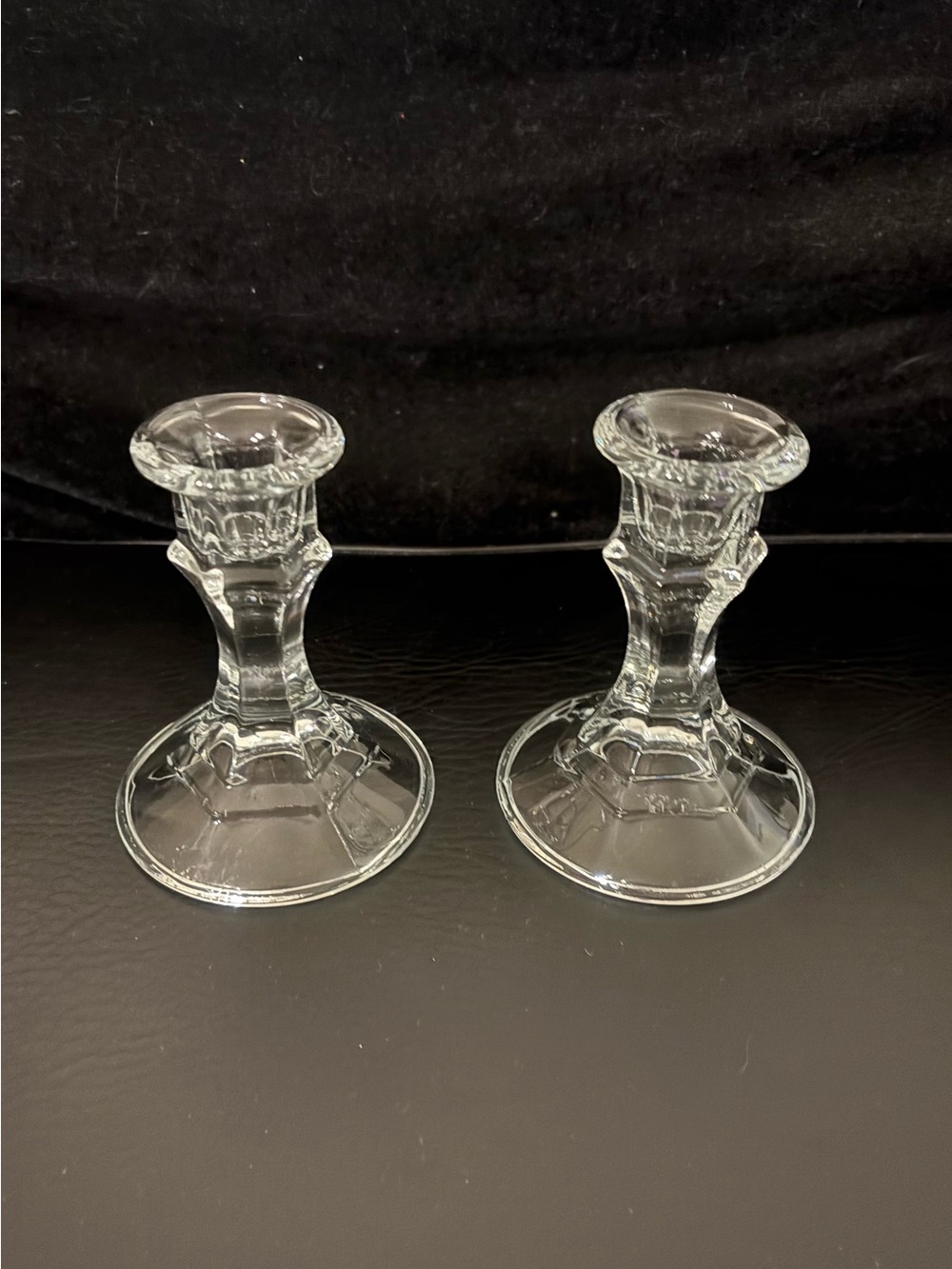 Classic Clear Glass Candlestick Pair